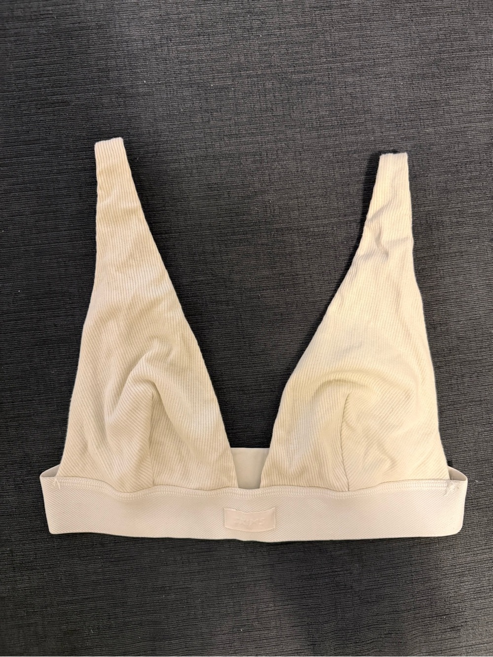 SKIMS Ribbed Triangle Bralette in Soft Cream